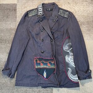 INC International Concepts Tool Band Custom Jacket Women L Black Upcycled 2002